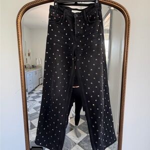 MOTHER Studded Black Wide-Leg Jeans